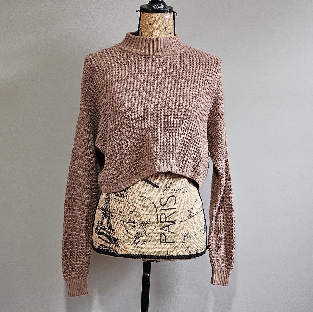 Hollister Cowl Neck Waffle Knit Sweater - Brown Size XS